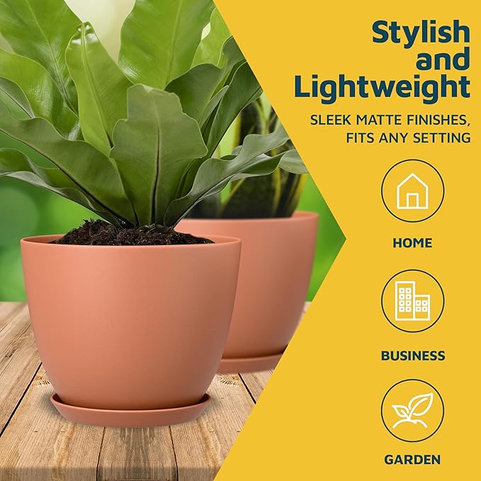 Terracotta Plant Pots with Drainage Holes & Saucers 15 Pack, Indoor & Outdoor - Image 3