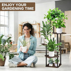 5 Tier Wood Tall Plant Stand Metal Rack Indoor, Planter Shelf Display Rack - Image 5