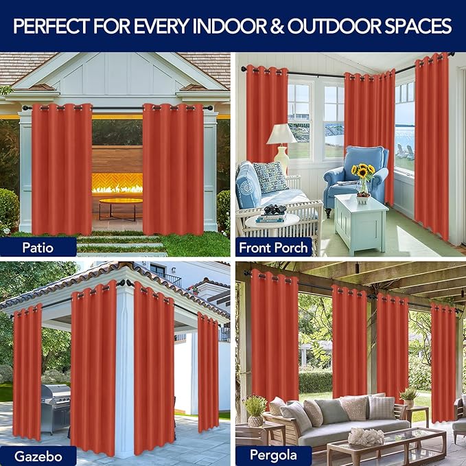 PureFit Outdoor Curtains for Patio Waterproof Weatherproof, UV Resistant - Image 5