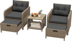 LHBcraft Balcony Furniture 5 Piece Wicker Patio Furniture Set, Outdoor by LHBcraft-US