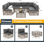 Pamapic 7 Piece Outdoor Sectional Sofa Set, All-Weather Patio Furniture - Image 5
