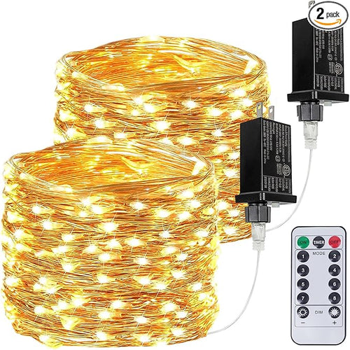 2Pack Each 33Ft 100 LED Fairy Lights Plug in by BHCLIGHT