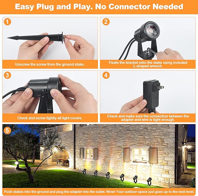 Outdoor Landscape lighting Low Voltage, 65.6FT Wired LED Spot light - Image 5