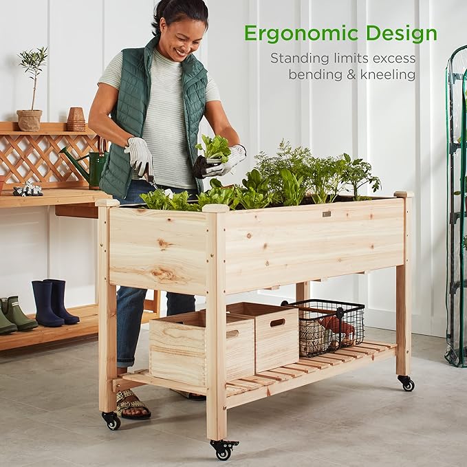 Best Choice Products Raised Garden Bed 48x24x32-inch Mobile Elevated Wood - Image 2