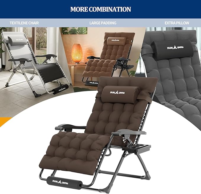 UDPATIO Oversized Zero Gravity Chair Set of 2, 33In XXL Patio Reclining Chair - Image 4