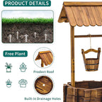 UDPATIO Rustic Solid Fir Wood Wishing Well Planter - Image 3