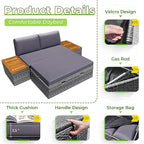 Greesum Outdoor Daybed Set Multifunctional Wicker Lounge Bed Furniture - Image 6