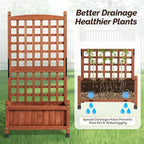 VINGLI Wooden Planter with Trellis, FreeStanding Planter Box with Drainage Holes - Image 4