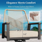 Patio Dining Set 9 Piece, 6 Woven Rattan Fixed Chairs and 2 Swivel Chairs - Image 7