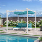 PURPLE LEAF 10' x 10' Outdoor Aluminum Pergola White Heavy-Duty Retractable - Image 2