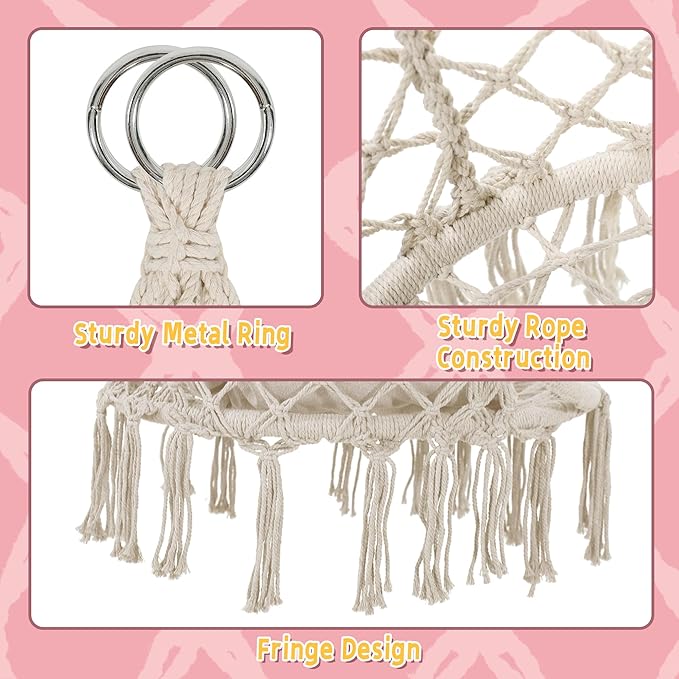Macrame Hammock Hanging Swinging Chair - Image 5
