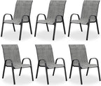 Patio Dining Chairs Set of 8, Outdoor High Stacking Chairs，Breathable Seat by VonzoyHome