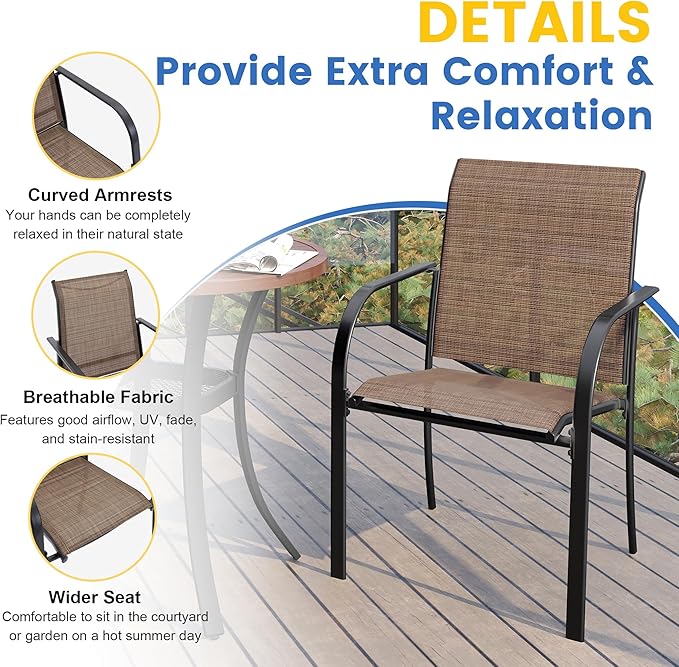 VICLLAX Patio Dining Set for 8, Outdoor Furniture Set Includes 53" Round Patio - Image 5