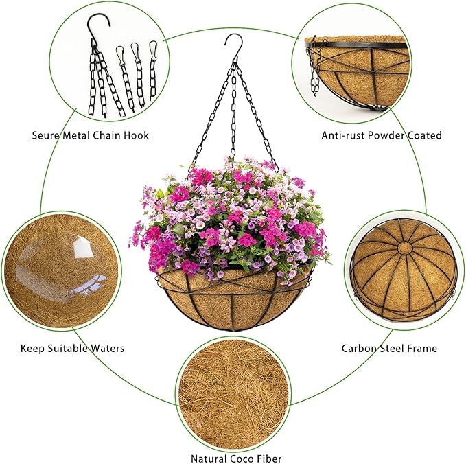 4 Pack 20 Inch Hanging Planters Baskets - Image 3