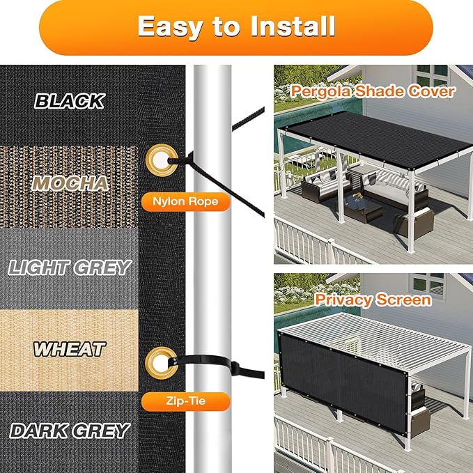Artpuch Outdoor Pergola Shade Cover 18x24 FT Sun Shade Cloth - Image 5
