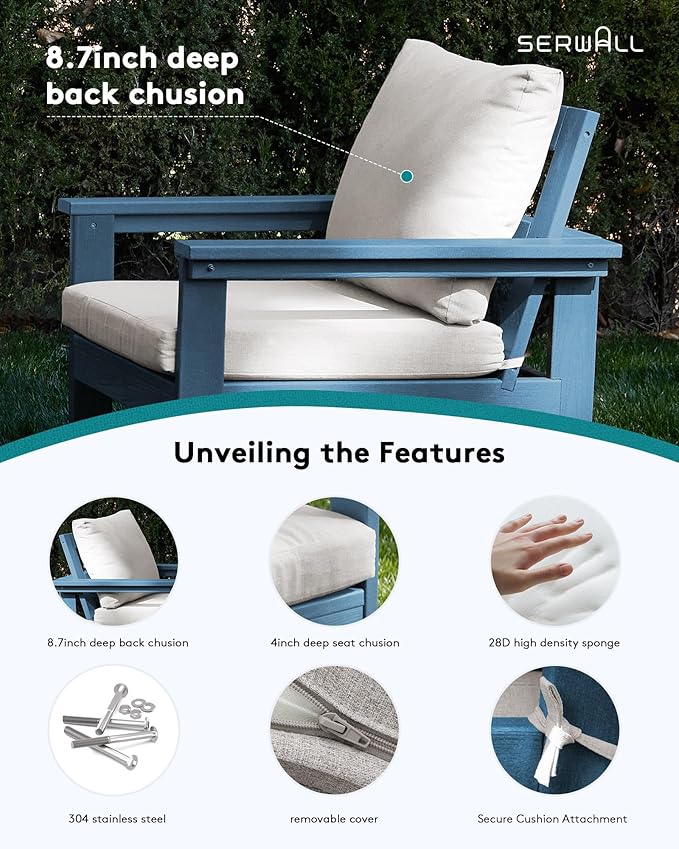 SERWALL HDPE Patio Conversation Set, 6-piece Sectional Outdoor Furniture Set - Image 4