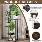 5 Tier Wood Tall Plant Stand Metal Rack Indoor, Planter Shelf Display Rack - Image 3