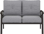 RoyalCraft Patio Loveseat, All-Weather Outdoor 2 Seats Sofa Couch, Khaki Metal - Image 7