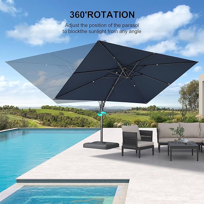 PURPLE LEAF 9' X 11.5' Rectangle Cantilever Umbrella - Image 8