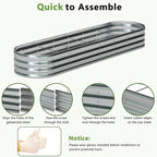 8x2x1ft Galvanized Oval Raised Garden Bed, Outdoor Planter Box Metal Patio Kit - Image 4