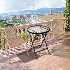 VINGLI PE Rattan Outdoor Dining Chairs Set of 4, Plastic Stackable Patio Chairs - Image 2