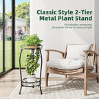 Simple Trending Plant Stand Indoor Outdoor, Tall Round Plant Shelf, 2 Tiers - Image 2