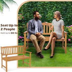 Tangkula Outdoor Acacia Wood Bench, 2-Person Garden Bench - Image 6