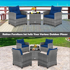 Tangkula 3 Pieces Patio Furniture Set, Outdoor PE Rattan Conversation Chair Set - Image 5