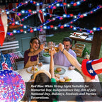 4th of July Decorations Red White and Blue Lights, 200 LED 66FT String Light - Image 5
