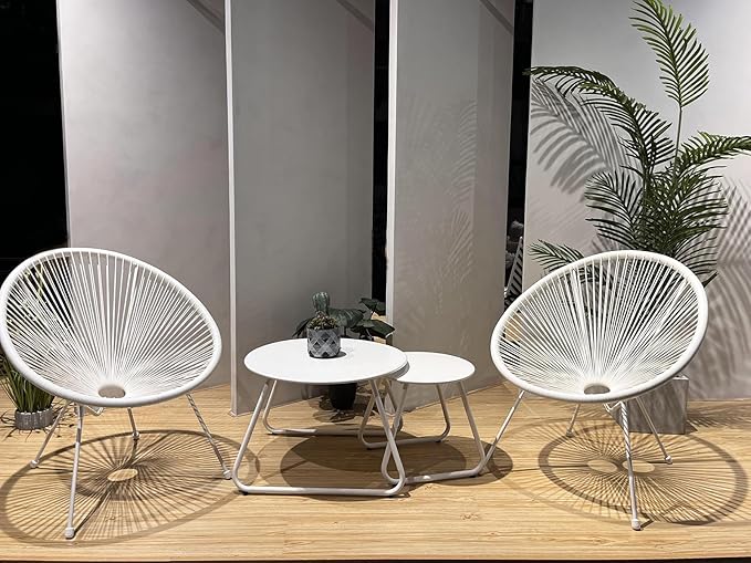 Patio Outdoor Coffee Table Set of 2, Weather Resistant Steel Round End Tables - Image 2