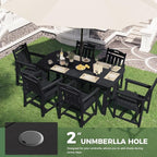 HDPE Outdoor Dining Set, Patio Table and Chairs Set, All-Weather 7-Piece - Image 5
