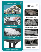 SERWALL Outdoor Dining Table, All Weather HDPE Outdoor Furniture - Image 4