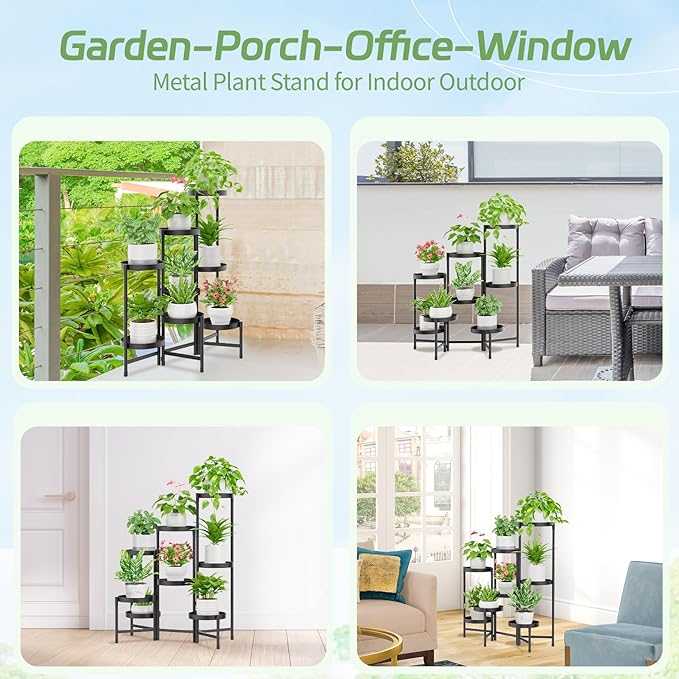 iDavosic.ly Plant Stand Indoor Outdoor, 8 Tier Corner Metal Flower Display - Image 3
