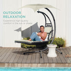 Best Choice Products Outdoor Hanging Curved Steel Chaise Lounge Chair Swing - Image 8