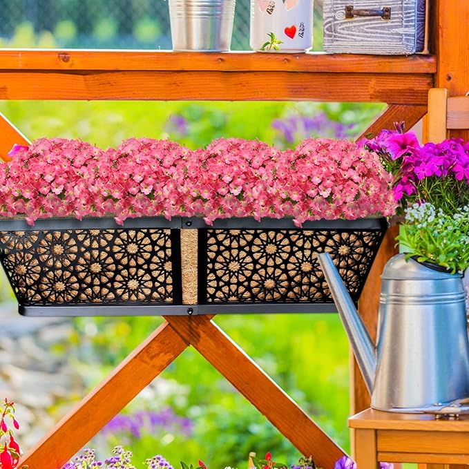 ZeeDix 3 Pack Metal Window Box for Railings, 24 Inch Over Railing Planter Boxes - Image 6