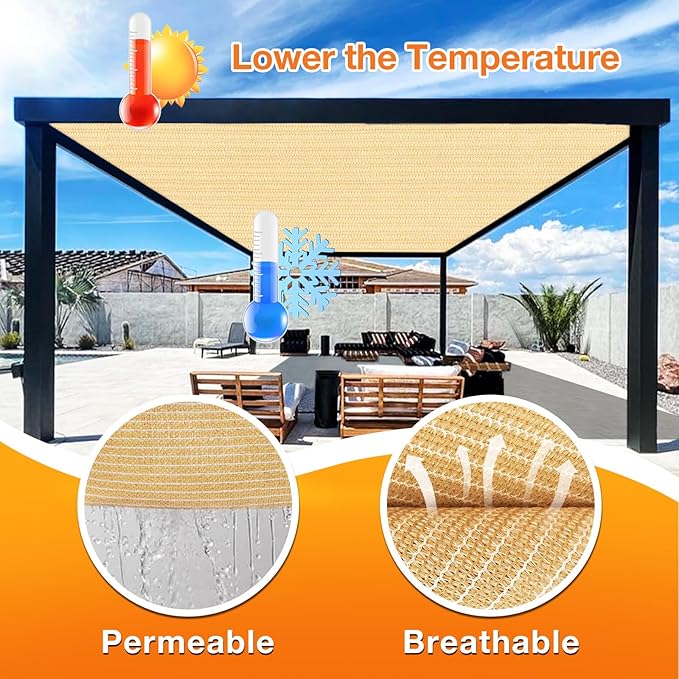 Artpuch Outdoor Pergola Shade Cover 5' X 5' Sun Shade Cloth - Image 4