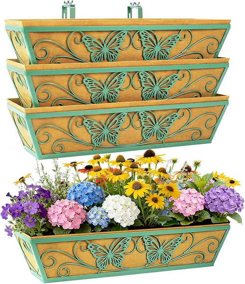 4 Pack 24 Inch Window Boxes Planter Railing Planters Box by KarlliuHOMEGARDEN