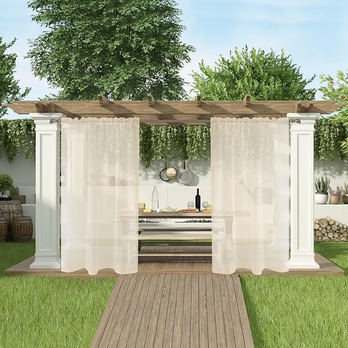 SpaceDresser Waterproof Outdoor Sheer Curtains - Image 5