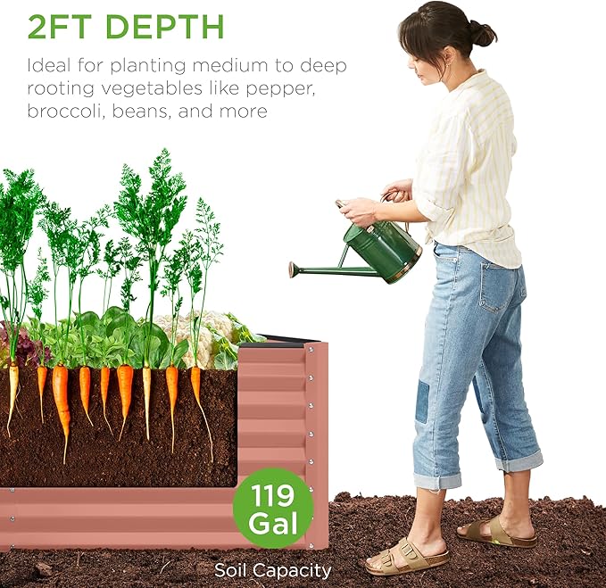 Best Choice Products 4x2x2ft Outdoor Metal Raised Garden Bed, Deep Root Box - Image 4