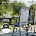 PHI VILLA Outdoor Swivel Bar Stools Set of 6, Bar Height Patio Chairs Furniture - Image 5