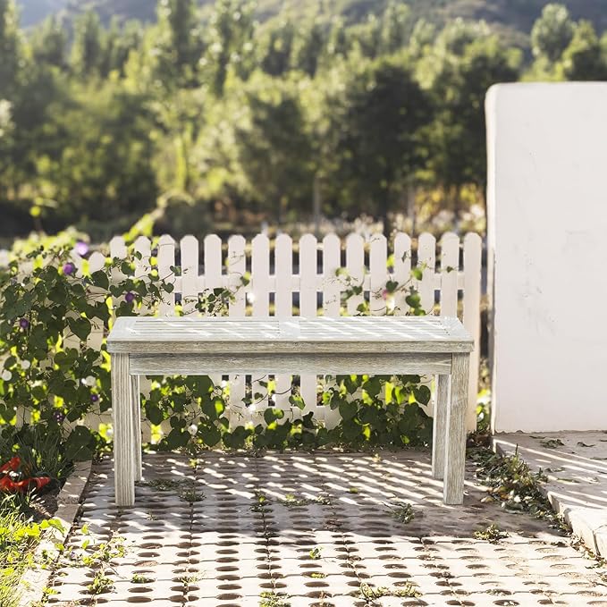 VINGLI Outdoor Wooden Bench, 40” Porch Bench Outdoor Backless Garden Bench - Image 8