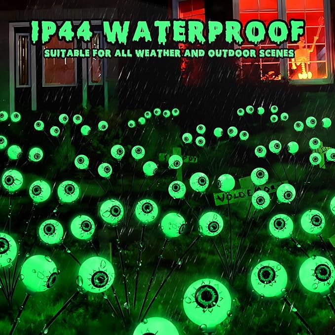 BrizLabs Solar Halloween Lights, 2 Pack 12 LED 2 Modes Halloween Eyeball Lights - Image 6