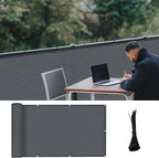 LOVE STORY 3'x16' Dark Grey Balcony Screen Privacy Fence Cover UV Protection by LOVESTORY