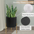 ARNIS Plants Pots with Stand, Unique Mid Century Decorative Metal Flower Pots - Image 7