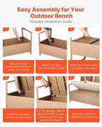 VEVOR Outdoor Storage Bench, 2-Person PE Rattan Storage Bench, 70 Gal Deck Box - Image 7