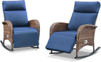 Zero Gravity Patio Rocking Wicker Recliner Chairs Set of 2- Wicker Outdoor - Image 7