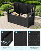 SERWALL HDPE Outdoor Storage Bench, All-Weather, UV-Resistant Deck Box - Image 5