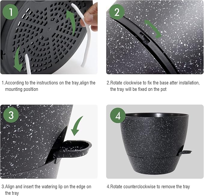 12inch 2Pack Large Self Watering Planters, Plastic Plant Pots - Image 4