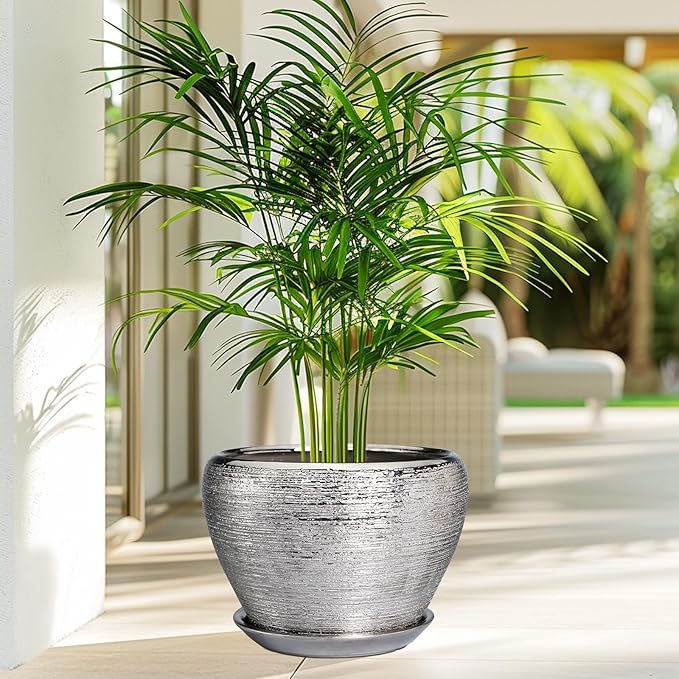 Flower Pot - 10 Inch Planter - Indoor/Outdoor Decorative Mid-Century Planter - - Image 4