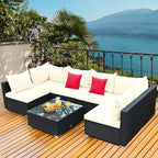 Tangkula 7-Piece Patio Furniture Set, Outdoor Sectional Sofa w/Pillows & - Image 4